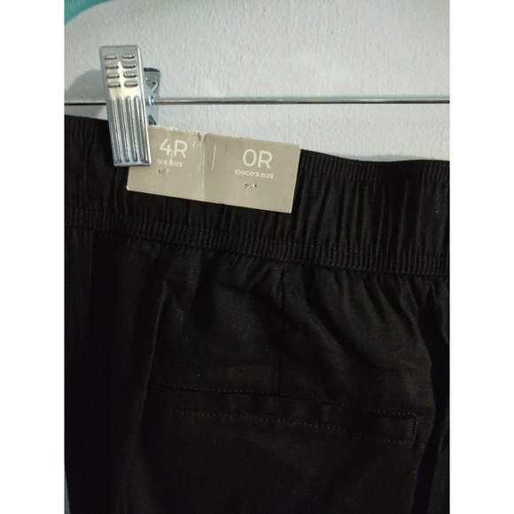 Chico's Black Cargo Ankle Pants Size 0R (4R) NWT Linen Blend - Picture 7 of 8